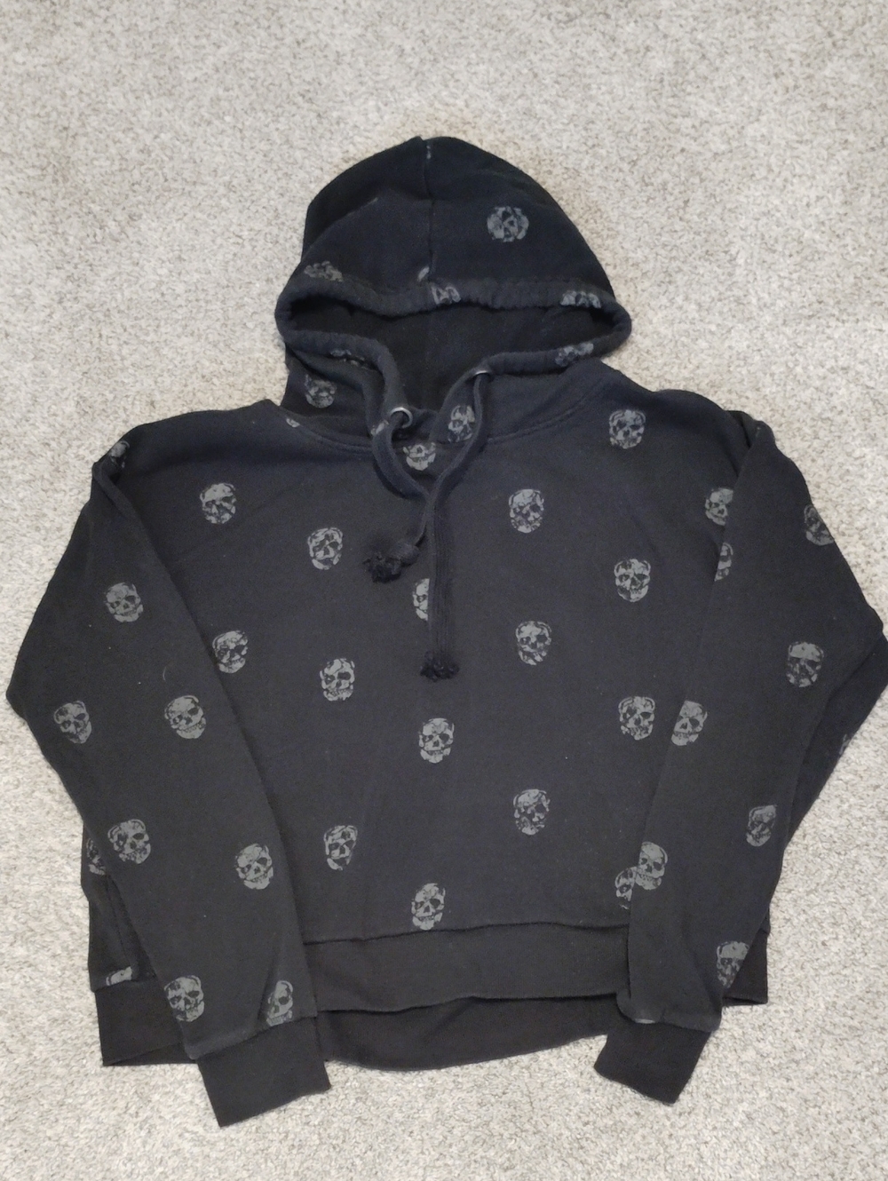Ocean Drive Black Hoodie with Gray Skull Print